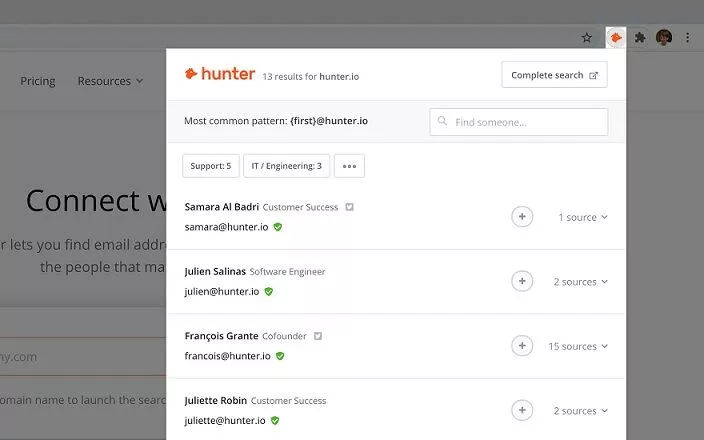 Effectively search and identify company email addresses using Hunter.io