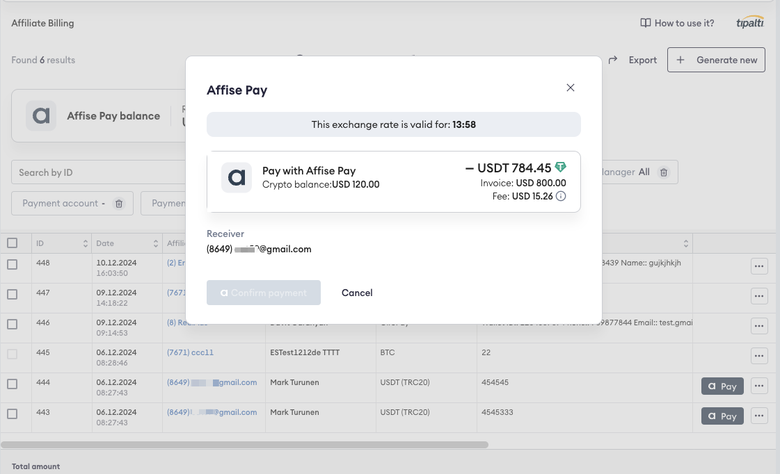 Paying Affiliates in Crypto