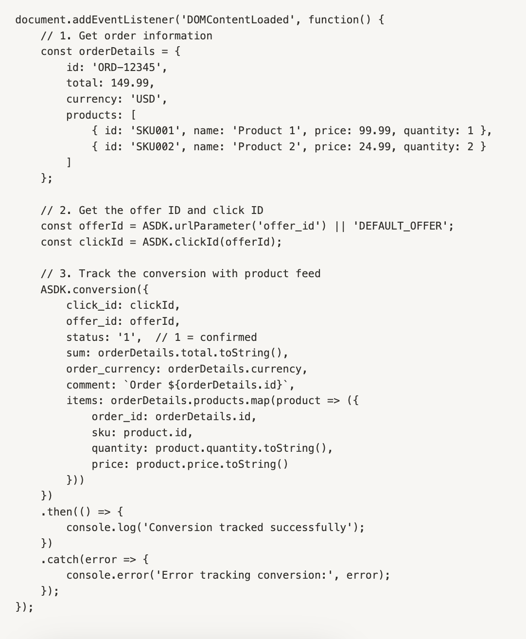 Affise SDK - check out page